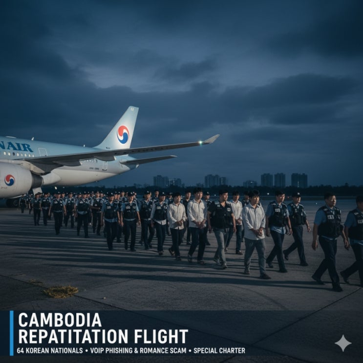 ️ <b>캄보디아</b>서 보이스피싱 혐의 <b>한국인</b> 64명 전세기 송환... 