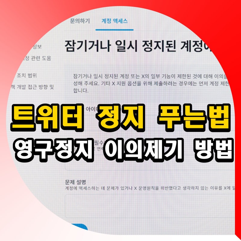 트위터 정지 푸는법 X 영구정지 이의제기 계정복구 방법