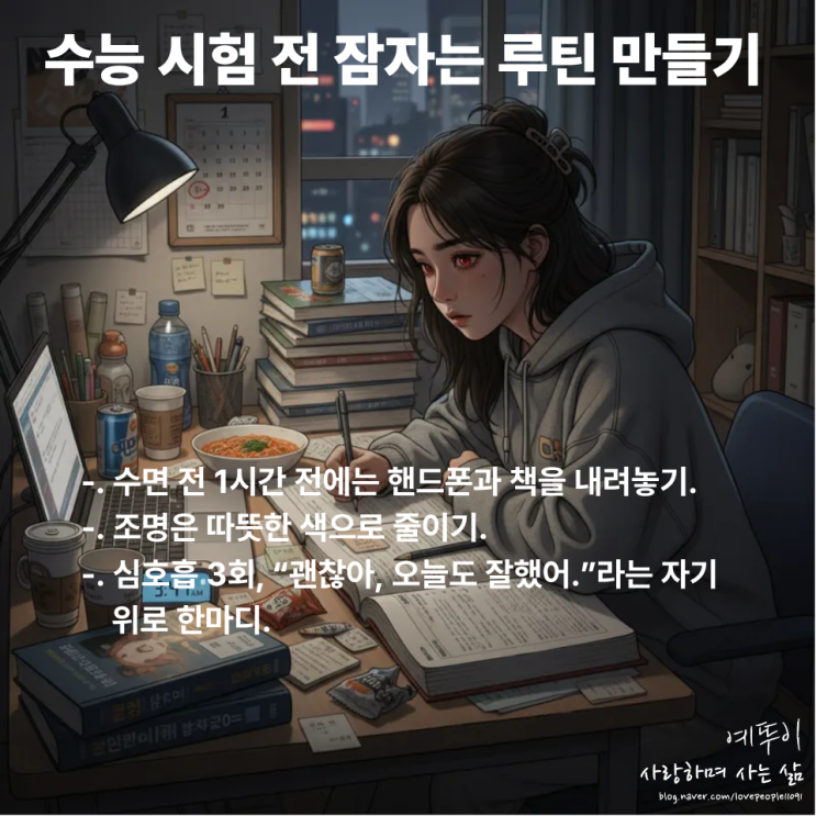  수능 시험을 앞두고 잠 못 드는 불면증 수험생들에게 필요한 것은 잘될 거야 자기암시 긍정 마인드