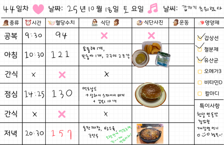  임신 34주차 | 임당식단 44일차 & 혈당체크 | 짜장면, 탕수육, 요플레, 맥도날드 상하이 스파이시 버거