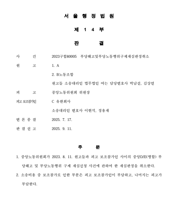  노조 간부의 무기계약직 전환 거절은 부당해고