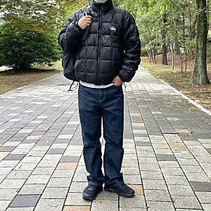 스투시 경량패딩 미드웨이트 푸퍼 115855 사이즈 리뷰 및 겨울코디 추천