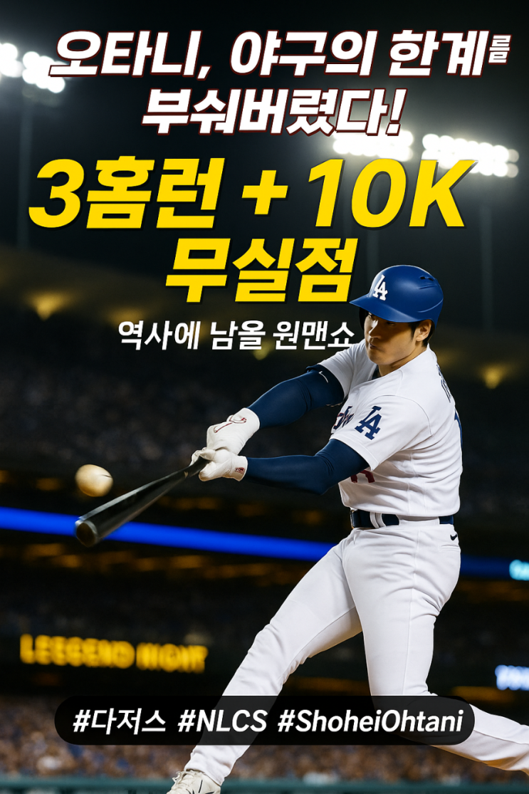 <b>오타니</b> 쇼헤이, 인간을 초월한 밤… <b>3홈런</b>+10K ‘야구의... 