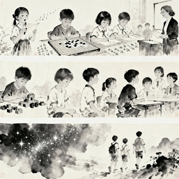  자경 완벽 해설, 삼자경 75장 여덟 살 시인과 일곱 살 바둑 시인 이야기