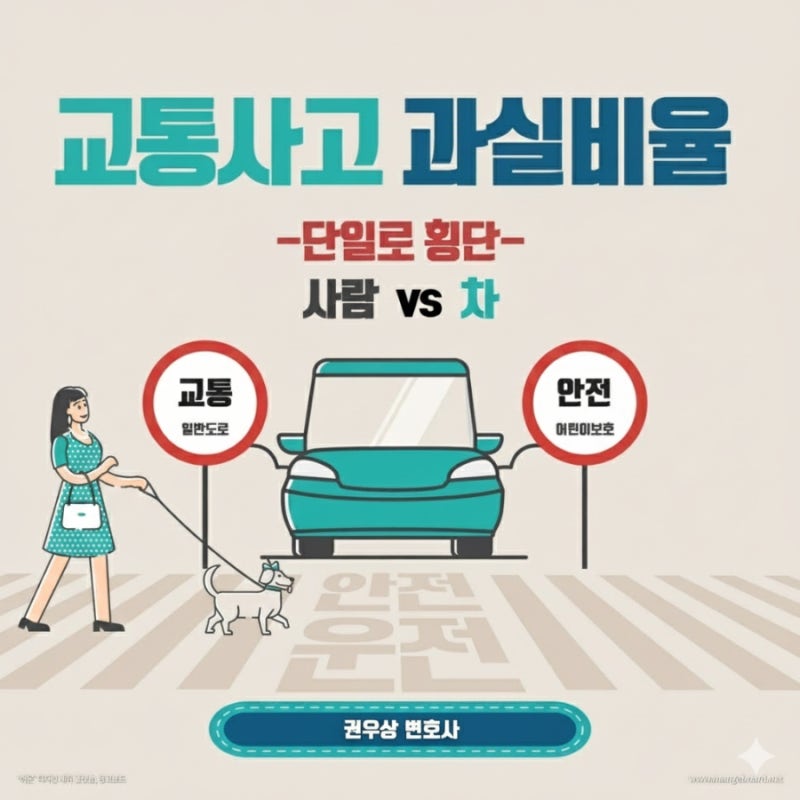 [차 대 사람] 중앙선이 없는 단일로에서 보행자가 횡단하던 중 차량과 충돌한 사고, 과실비율은? 관련 이미지 1