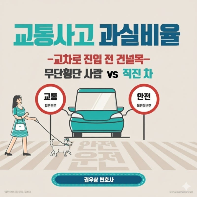 [차 대 사람] 교차로 통과 전 무단횡단하던 보행자를 충격한 경우, 과실비율은? 관련 이미지 1