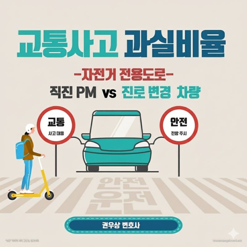 [차 대 PM] 킥보드가 자전거전용도로로 통행하다가 차량과 충돌한 경우, 과실비율은? 관련 이미지 1