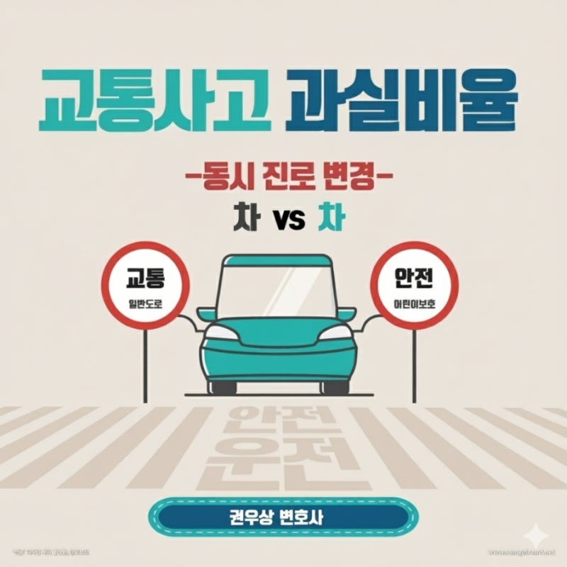 [차 대 차] 동시에 차선을 변경하던 두 차량이 충돌한 사고, 과실비율은? 관련 이미지 1