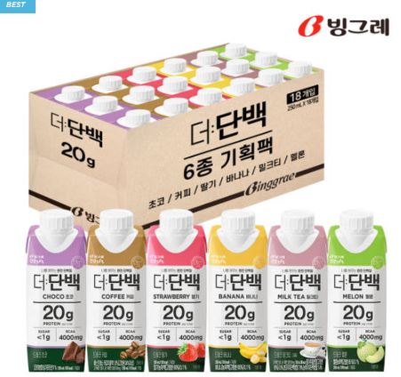  “단백질 보충도 맛있게! 빙그레 더단백 250ml 6종 혼합 18팩 — 한입에 건강과 즐거움을 담다”