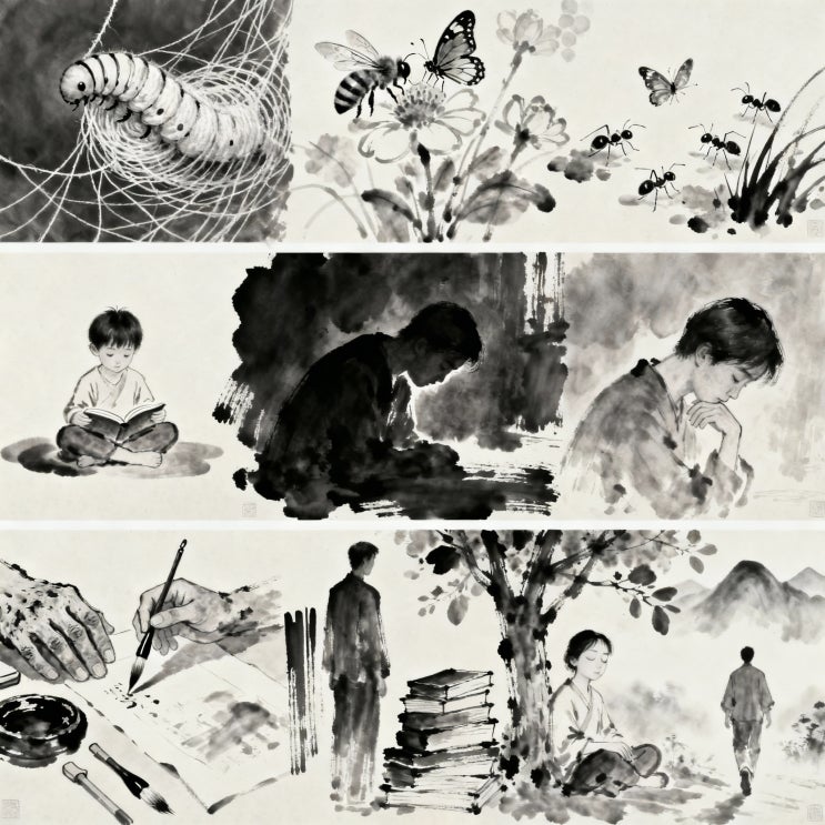  그림 삼자경 완벽 해설, 삼자경 82장 누에와 벌에게 배우는 지혜