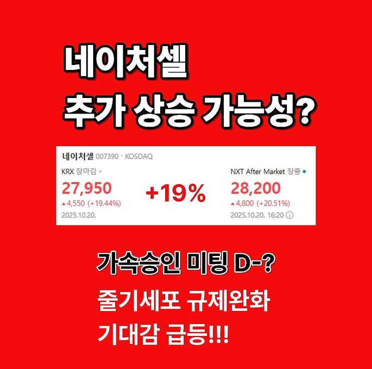  네이처셀 급등에 대한 추가 상승에 가능성 ?