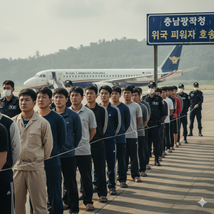 충남경찰청, <b>캄보디아 송환</b> 사기 <b>피의자</b> 45명 '전원' <b>구속</b>영장... 