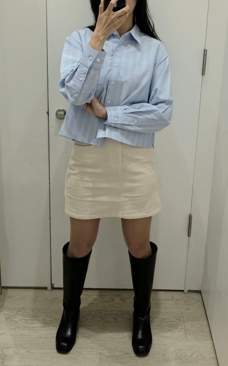 유니클로 JW앤더슨 SNS대란템 옥스포드 박시 셔츠, 여자 크롭 셔츠 실착 후기