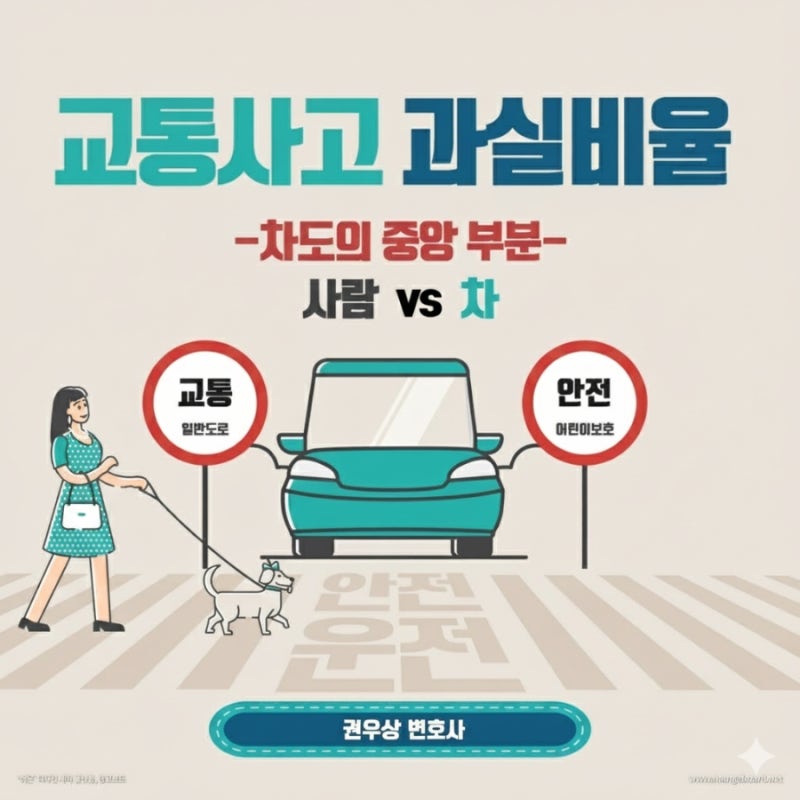 [차 대 사람] 차도 중앙 부분을 걸어가던 사람을 차로 충격한 사고, 과실비율은? 관련 이미지 1