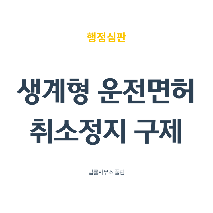  생계형 운전자 면허 취소·정지 구제