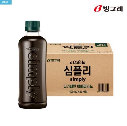  “카페인 걱정 없이 즐기는 깔끔한 한잔 – 빙그레 아카페라 심플리 디카페인 아메리카노 400ml 20입”