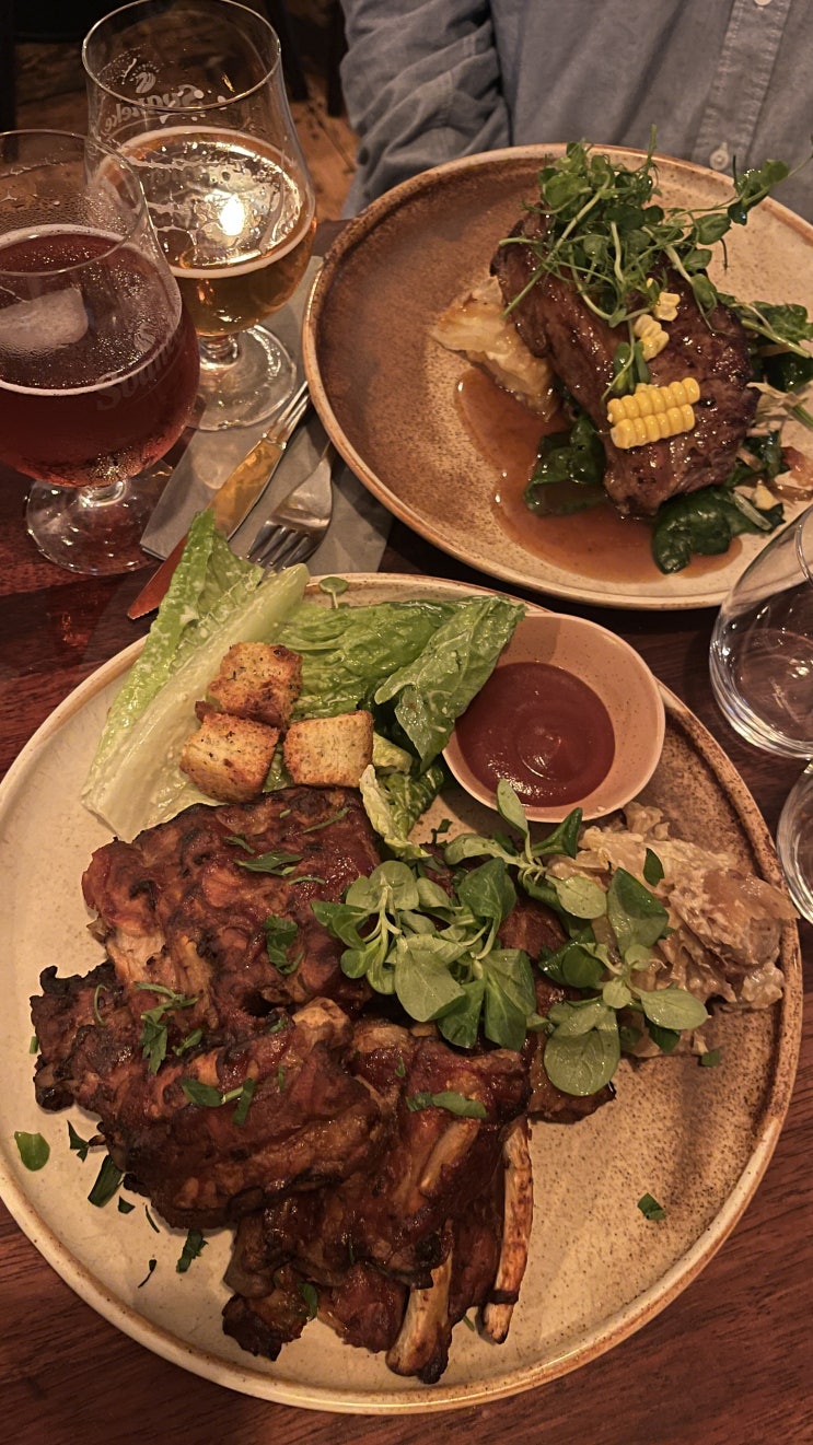  덴마크 코펜하겐 맛집 Restaurant Tight에서 스테이크와 폭립먹고 뉘하운 밤 산책