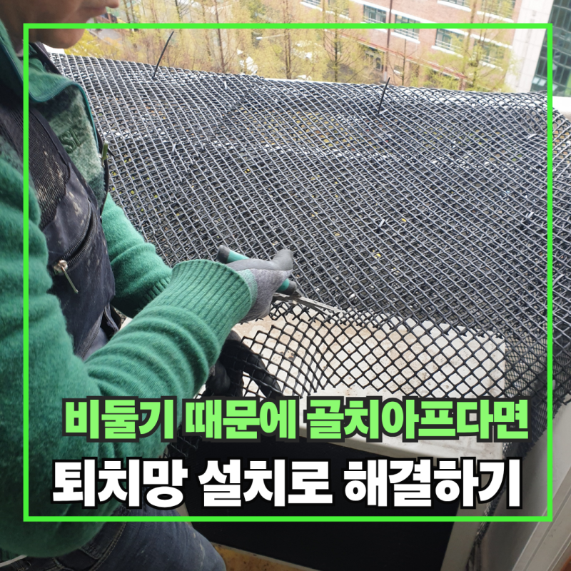 아파트 베란다 실외기실 비둘기 퇴치망 설치 시공사례