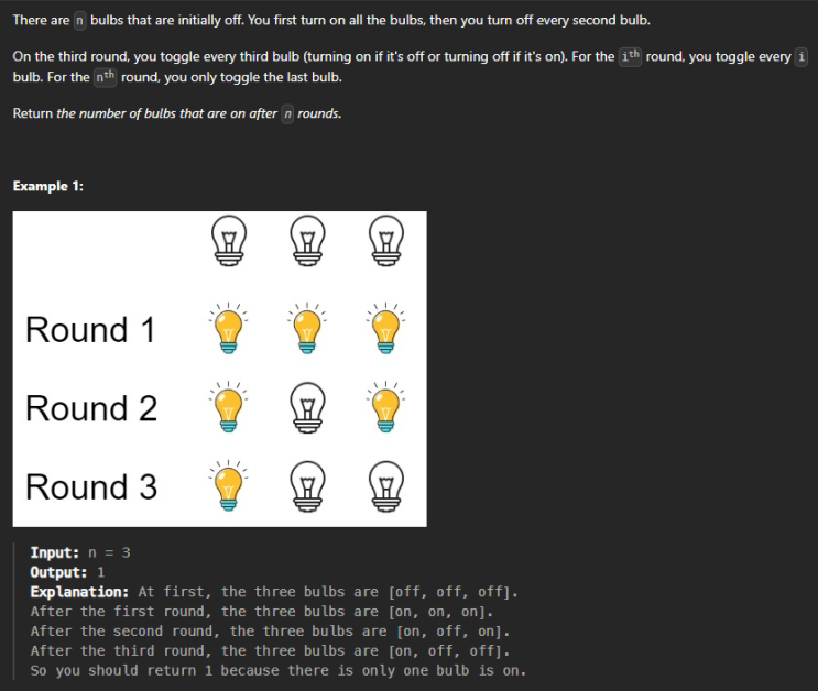  JAVA_LeetCode 319_Bulb Switcher