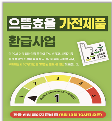  에너지 으뜸효율 가전제품 환급 10% 받는법 대상제품 조회까지