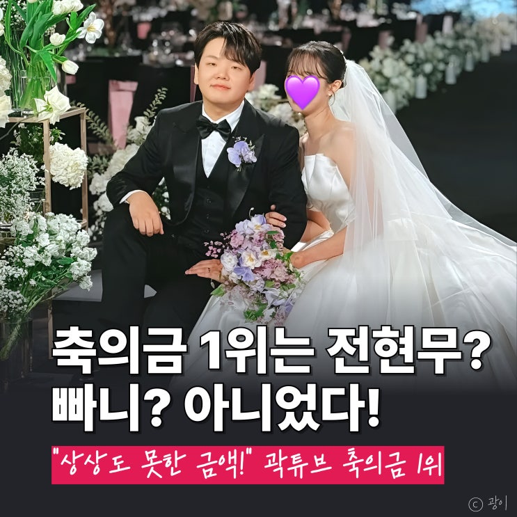 <b>곽튜브 결혼식 축의금</b> 1위는 '길'? 전현무 빠니보틀 제친 '통 큰... 