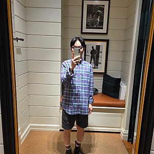 폴로 랄프로렌 남성 체크 셔츠 클래식핏 퍼플 퍼티그 옥스포드 남방