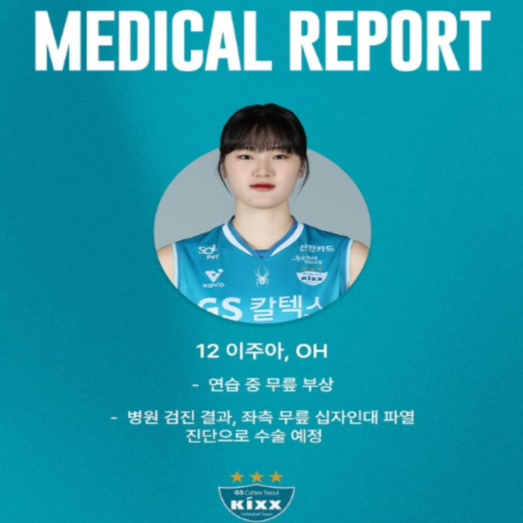  개막전에서 강력한 우승후보 IBK기업은행을 이긴 GS칼텍스, 하지만 팀의 미래인 이주아가 무릎 십자인대 파열로 시즌아웃되었다!!