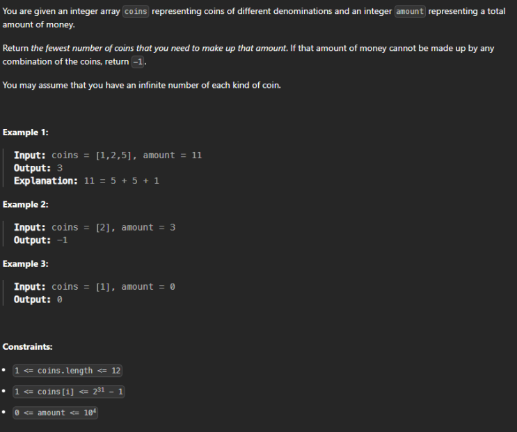  JAVA_LeetCode 322_Coin Change