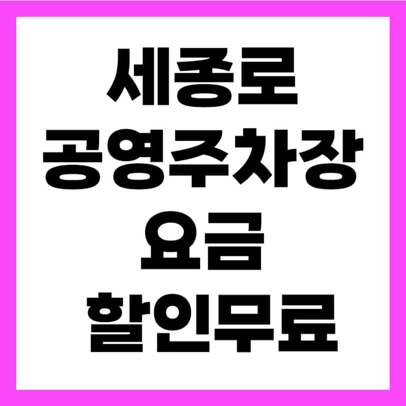 세종로 공영주차장 요금 월주차 할인 무료