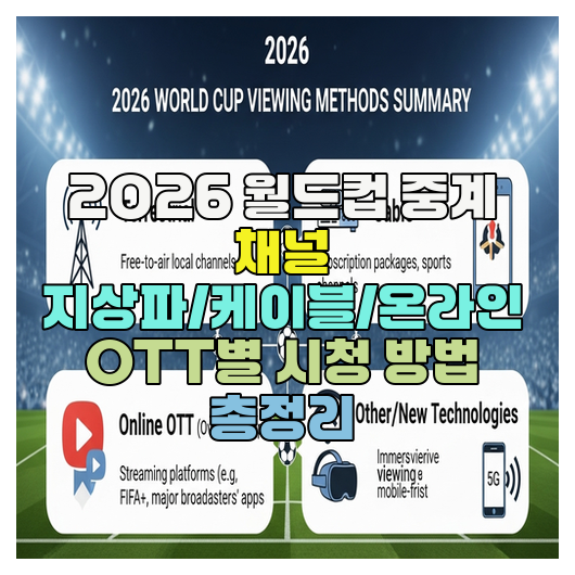  2026 월드컵 중계 채널 지상파/케이블/온라인 OTT별 시청 방법 총정리