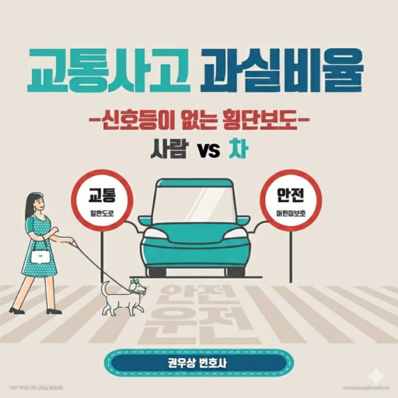 [차 대 사람] 신호등이 없는 횡단보도에서 차량이 사람을 충격한 경우, 과실비율은? 관련 이미지 1