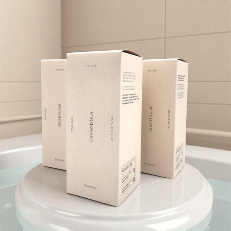  사탕수수 재생지를 이용한 핸드워시 400ml 단상자 맞춤 제작 사례