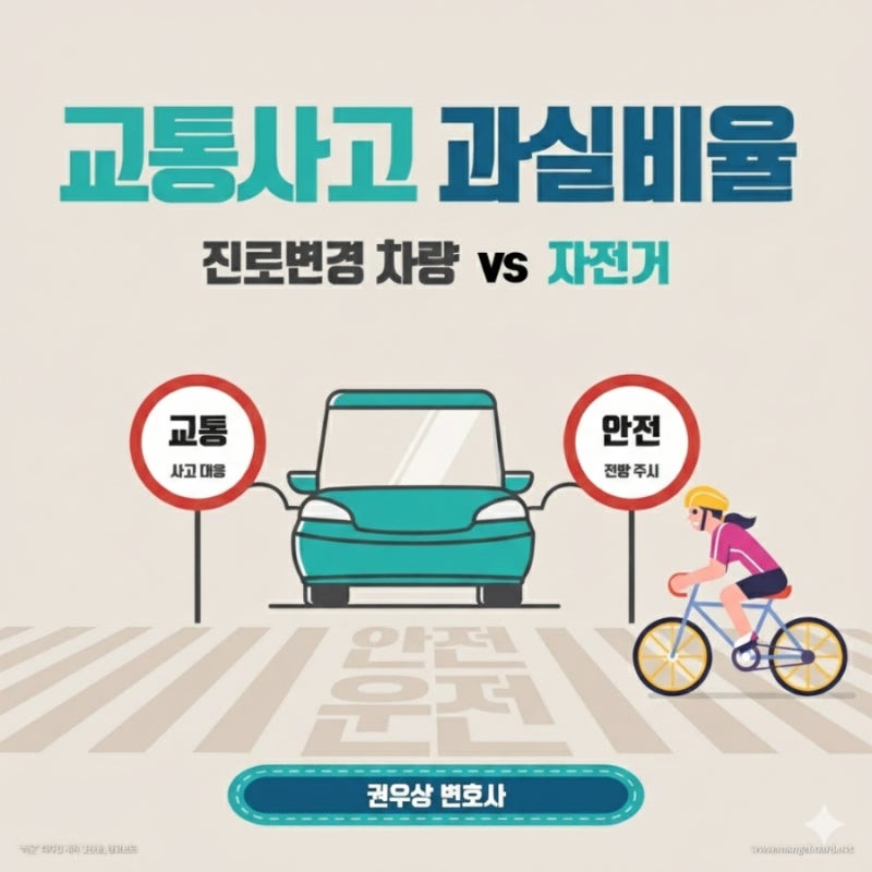 [차 대 자전거] 차선을 변경하던 차량이 자전거와 부딪히면, 과실비율은? 관련 이미지 1
