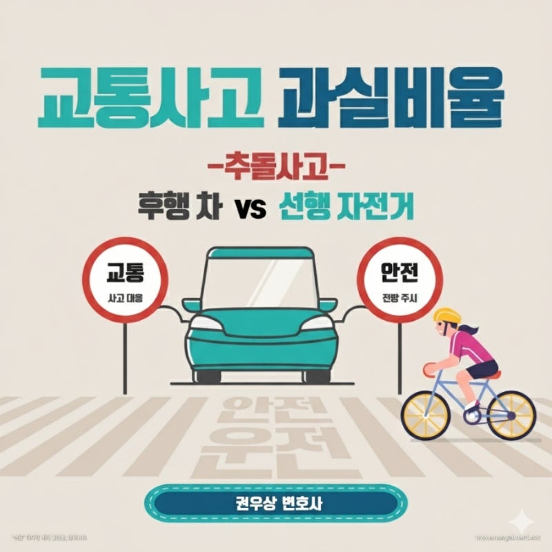 [차 대 자전거] 앞에 있던 자전거를 차량이 추돌한 경우, 과실비율은? 관련 이미지 1