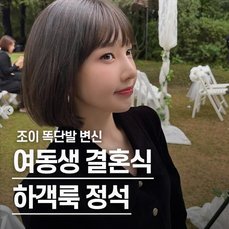  "여동생 결혼식에서.." 조이, 똑단발 하객 패션 코디