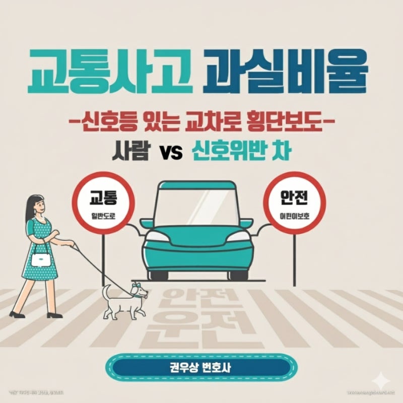 [차 대 사람] 교차로 횡단보도 근처에서 신호위반 차량이 사람을 충격했을 때, 과실비율은? 관련 이미지 1