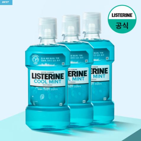  강력한 입냄새 버스터! 리스테린 쿨민트 1 L × 3 입 — 상쾌함을 입 안 가득히