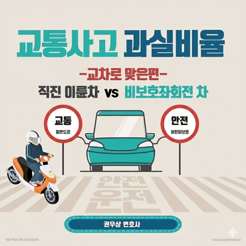 [차 대 이륜차] 비보호좌회전하는 자동차와 맞은편에서 직진하던 오토바이가 부딪혔을 때, 과실비율은? 관련 이미지 1