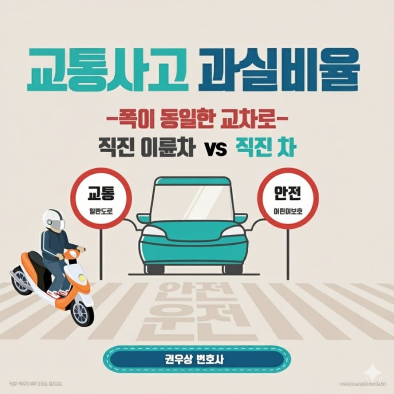 [차 대 이륜차] 교차로에서 직진하던 오토바이와 승용차가 충돌하면, 과실비율은? 관련 이미지 1