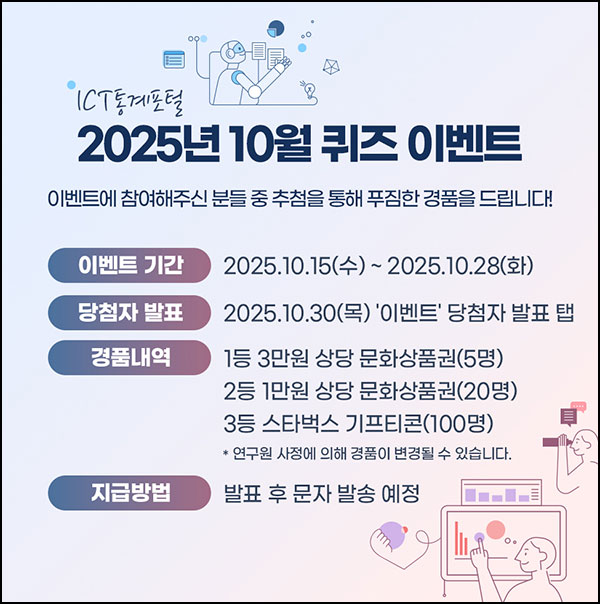  ICT 통계 퀴즈이벤트(스벅등 125명)추첨~10.28