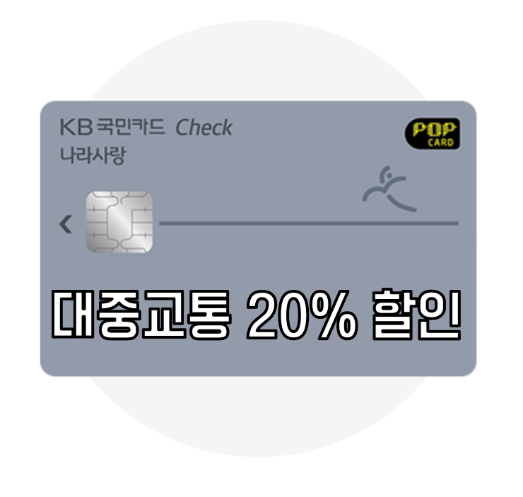  [카드정보]KB국민 나라사랑체크카드｜군인·예비역 필수템! 실적 없이 교통비 20% 할인받는 법