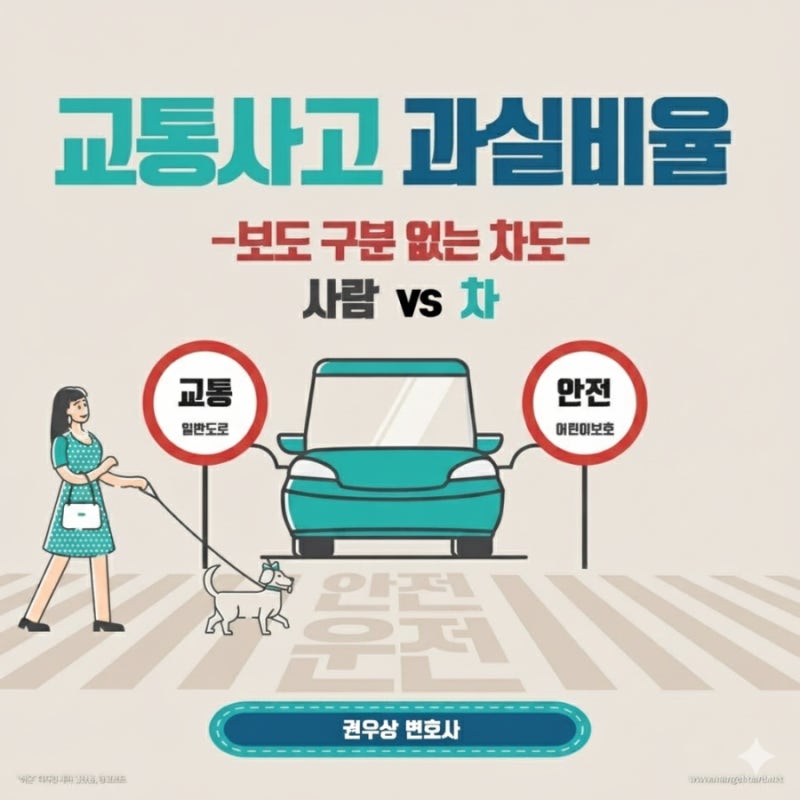 [차 대 사람] 보도 없는 차도 가장자리에서 걷던 사람을 차량이 충격한 경우, 과실비율은? 관련 이미지 1
