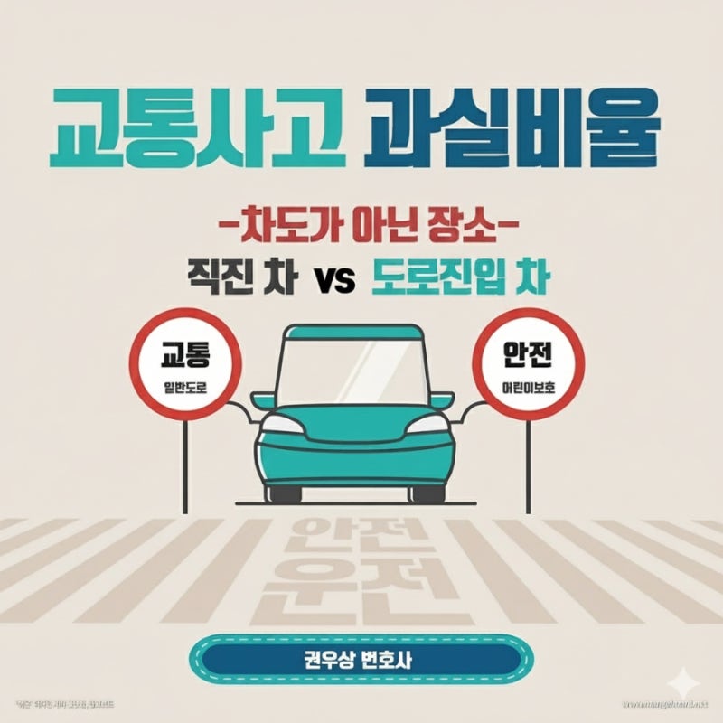 [차 대 차] 차도가 아닌 장소에서 차도로 진입하다가 발생한 충돌사고, 과실비율은? 관련 이미지 1