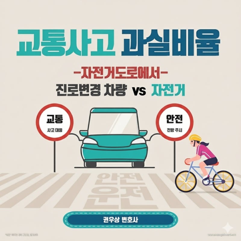 [차 대 자전거] 자전거도로에서 진로변경 차량과 자전거가 충돌한 경우, 과실비율은? 관련 이미지 1
