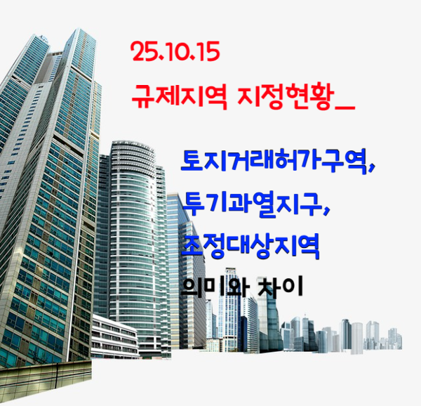  규제지역 지정현황_ 투기지역, 토지거래허가구역, 투기과열지구, 조정대상지역의 의미와 차이