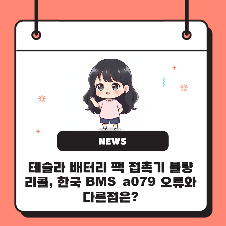  테슬라 배터리 팩 접촉기 불량 리콜, 한국 BMS_a079 오류와 다른점은?
