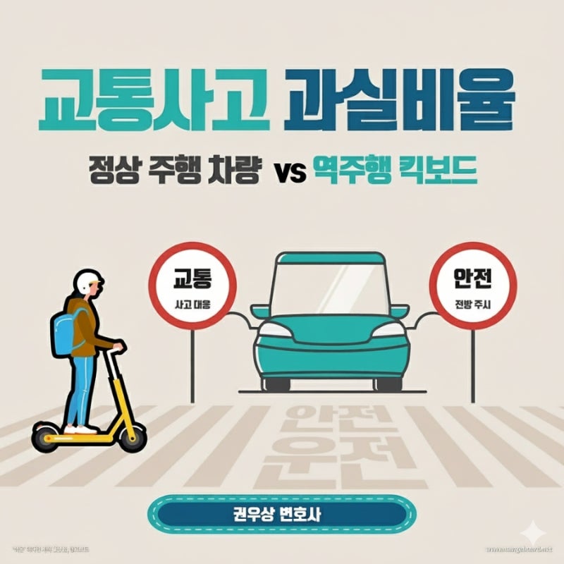 [차 대 PM] 교차로에서 역주행하던 킥보드와 차량이 충돌한 경우, 과실비율은? 관련 이미지 1