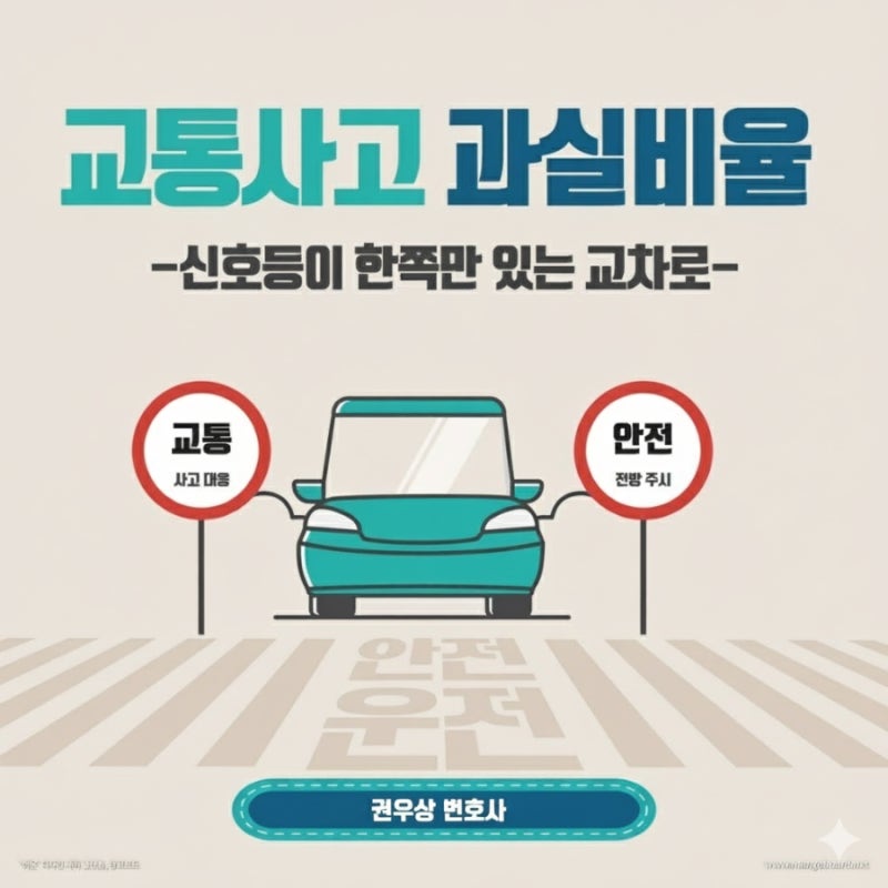 [차 대 차] 신호등이 한쪽만 있는 교차로에서 두 차량이 충돌한 경우, 과실비율은? 관련 이미지 1