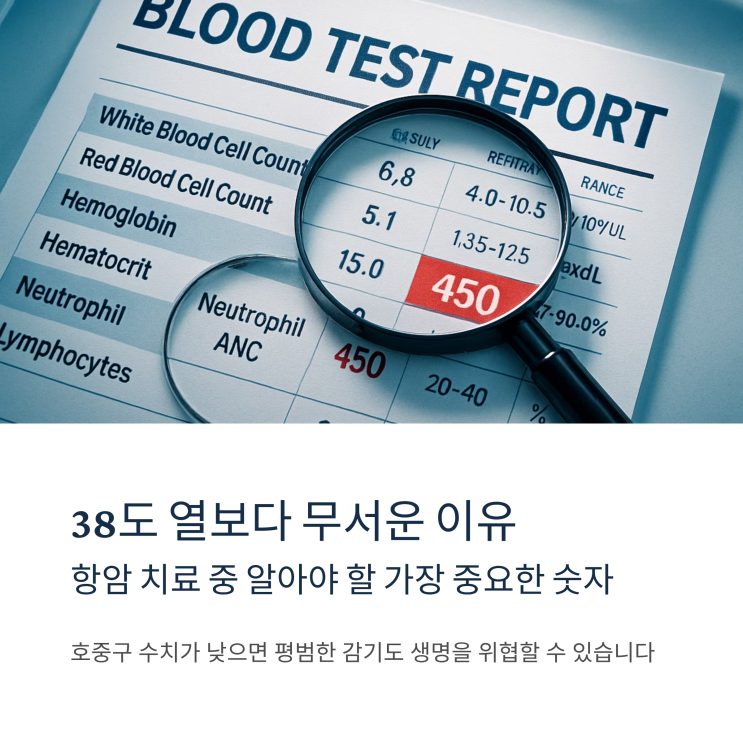  혈액검사지에서 꼭 봐야 할 '호중구 수치', 38도 열보다 무서운 진짜 이유 (호중구 감소증)