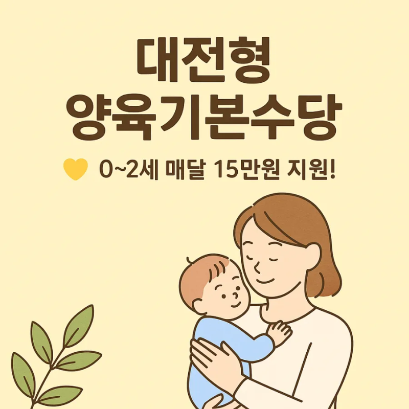 대전형 양육기본수당-0~2세 영유아 월 15만원 지원(복지로 확인)